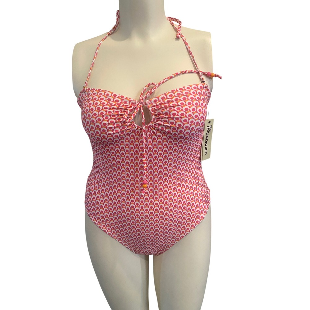 No Boundaries Sporty 1-Piece Swimsuit Surf Pink Cheeky High Leg M 8-10